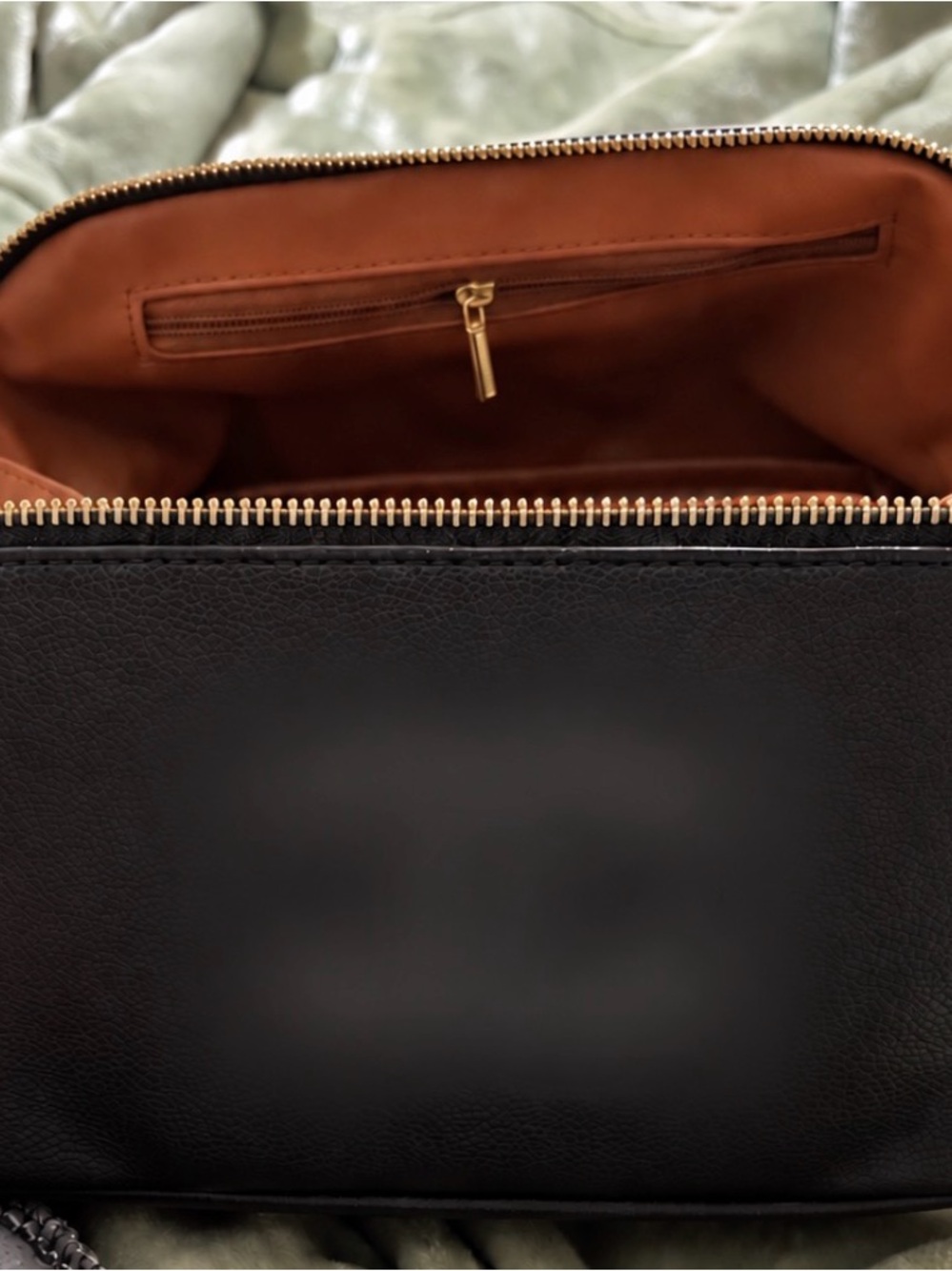 Black Cosmetic Case with Tan Interior and Gold Hardware